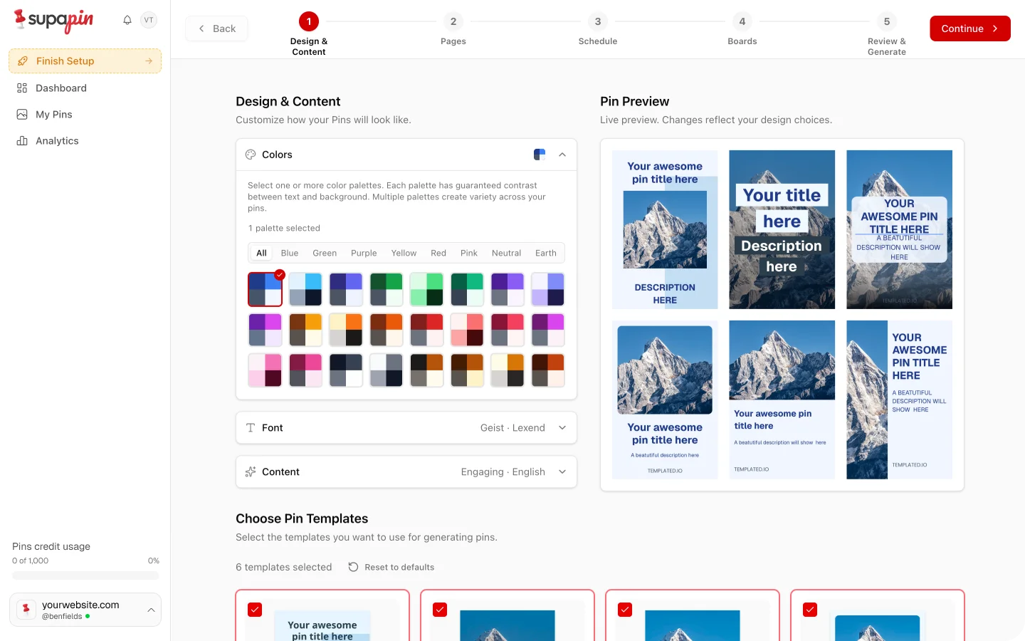 Professional Pin Templates
